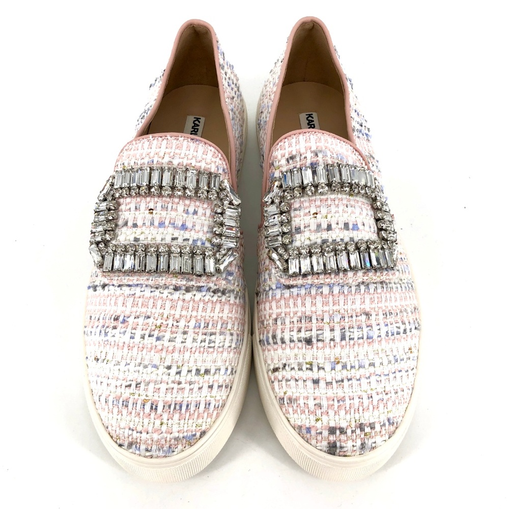 Karl Lagerfeld Ermine Boucle Embellished Sneakers - Picture 3 of 8